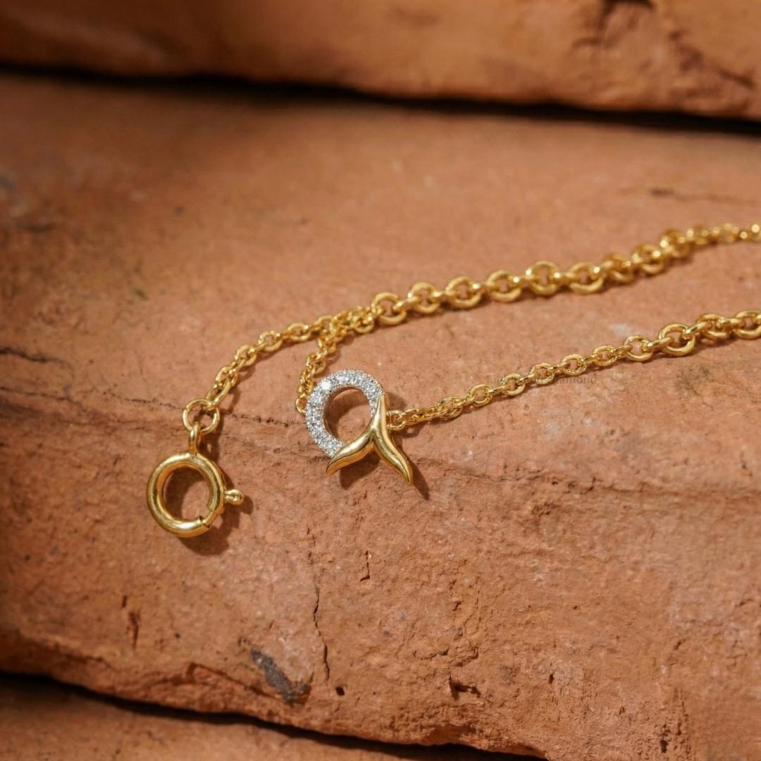 Round Cut Lab Grown Diamond Open Circle Bracelet