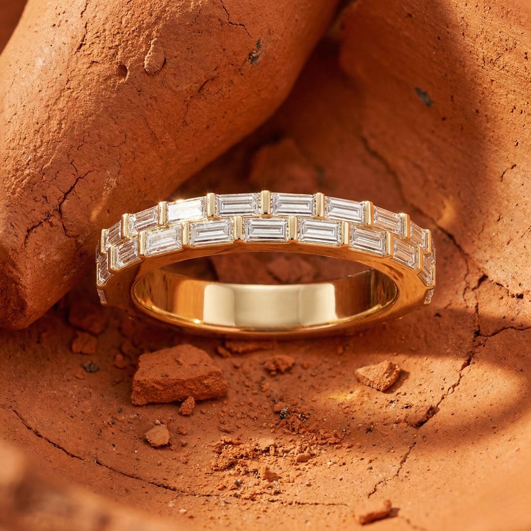 Baguette Cut Lab Grown Diamond Flush Set Band