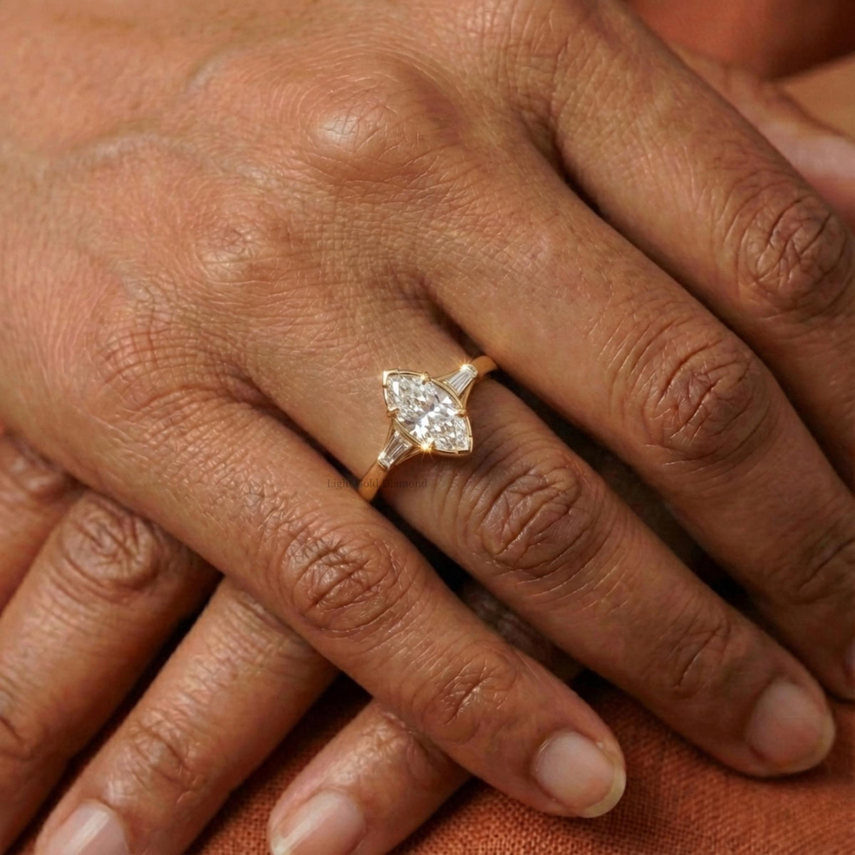 Marquise Cut Lab Grown Diamond Three Stone Ring