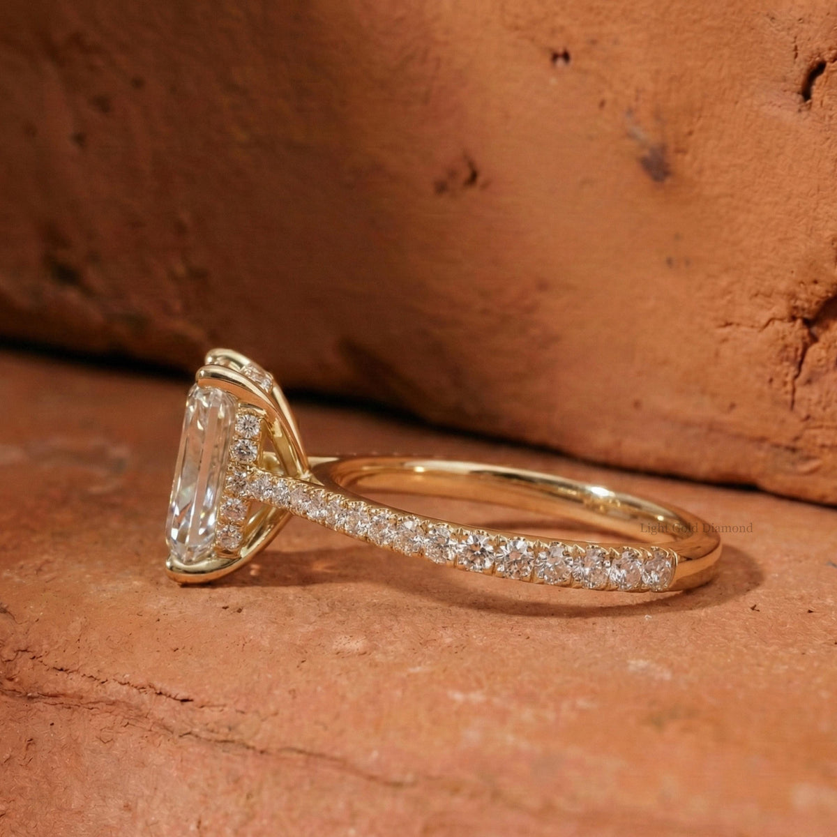 Radiant Cut Lab Grown Diamond Hidden Halo Engagement Ring