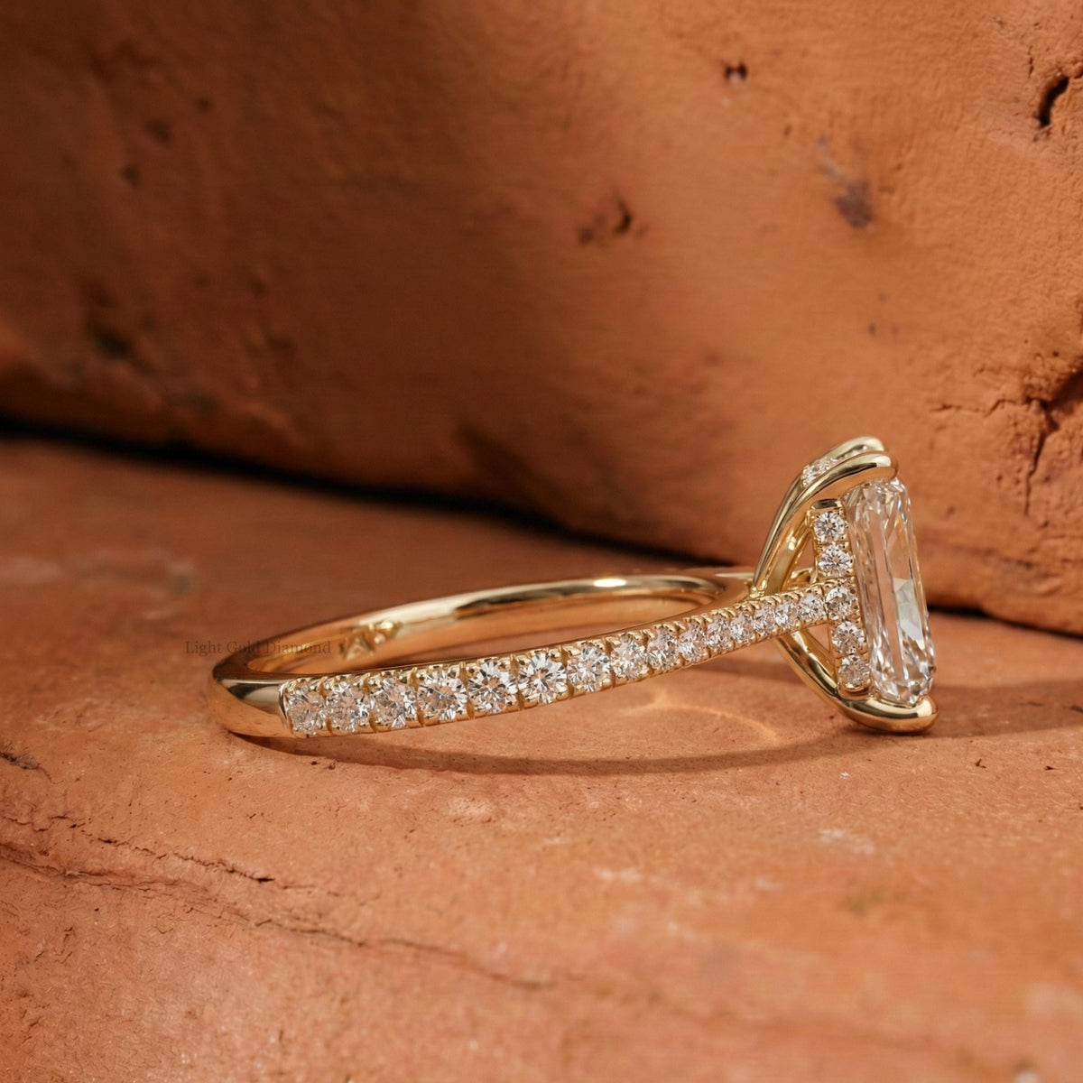 Radiant Cut Lab Grown Diamond Hidden Halo Engagement Ring