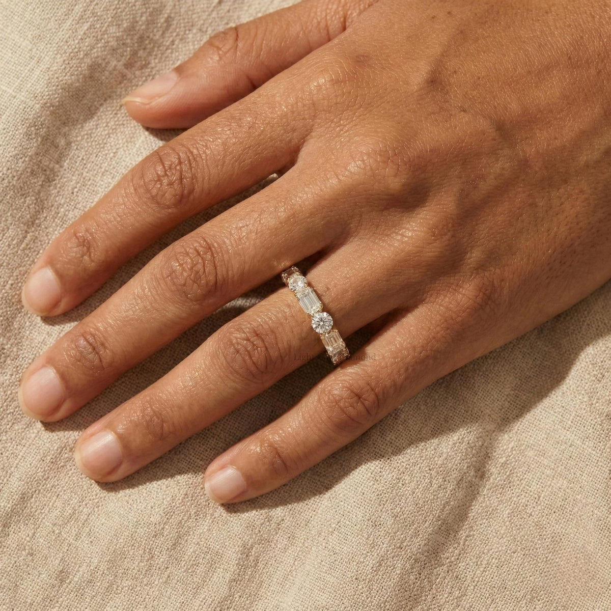 Round & Emerald Cut Lab Grown Diamond Eternity Band