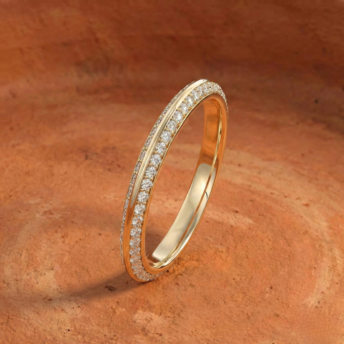 Round Cut Lab Grown Diamond Knife Edge Band For Bridal Gift