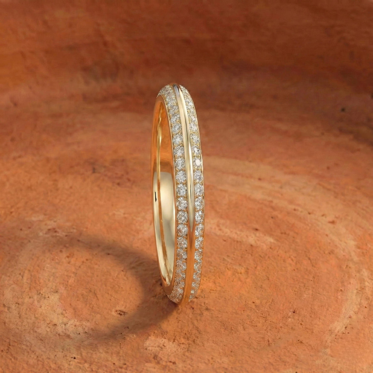 Round Cut Lab Grown Diamond Knife Edge Band For Bridal Gift