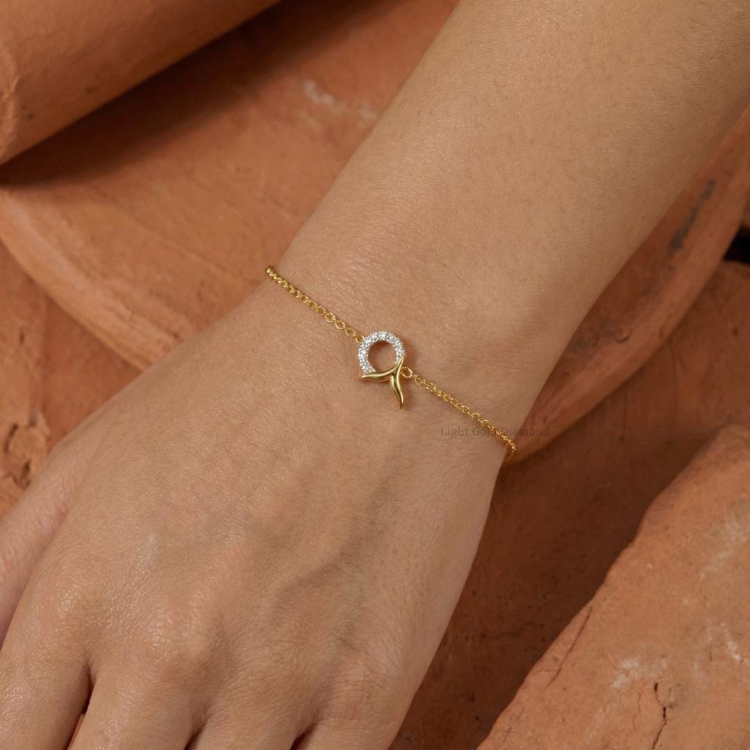 Round Cut Lab Grown Diamond Open Circle Bracelet
