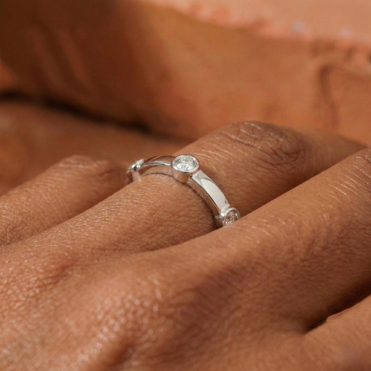 Round Cut Lab Grown Diamond Distance Band For Wedding Gift