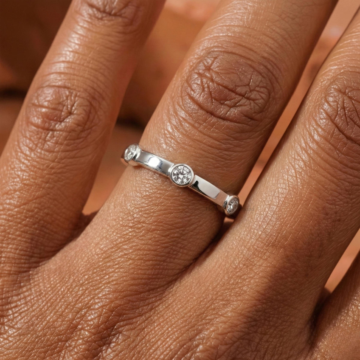 Round Cut Lab Grown Diamond Distance Band For Wedding Gift