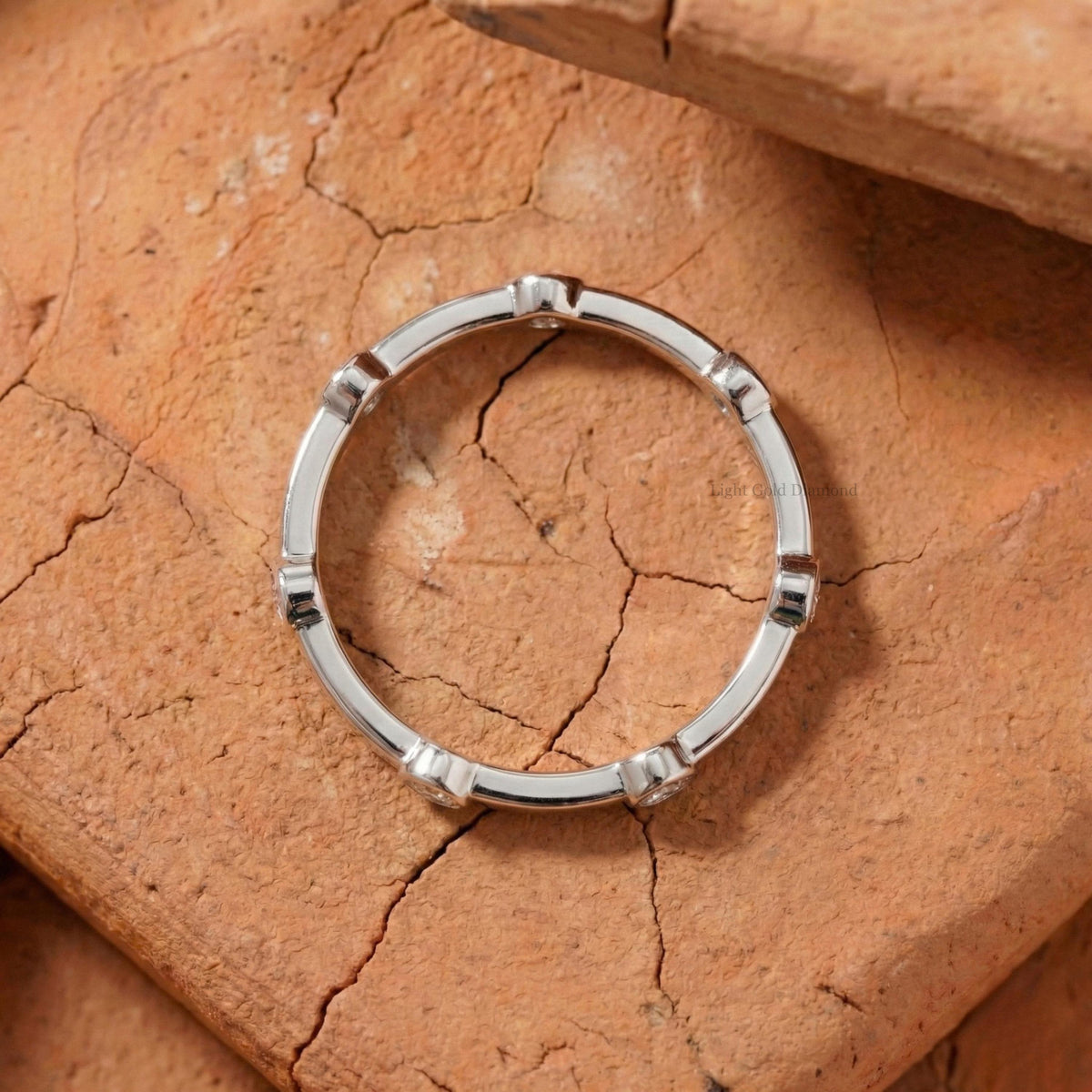 Round Cut Lab Grown Diamond Distance Band For Wedding Gift