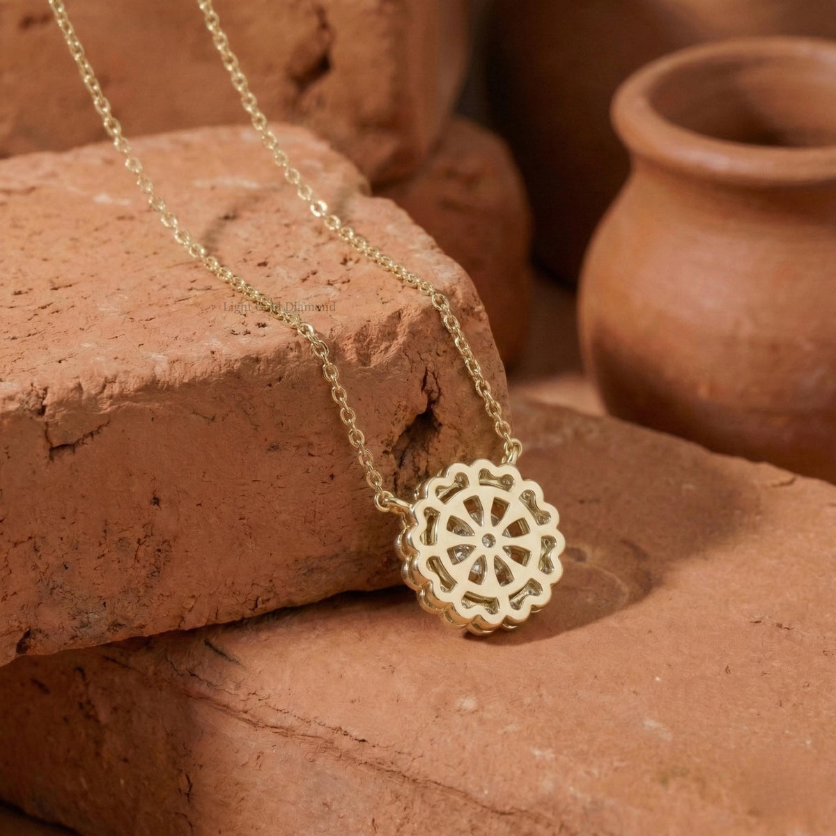 Round Lab Grown Diamond Floral Necklace