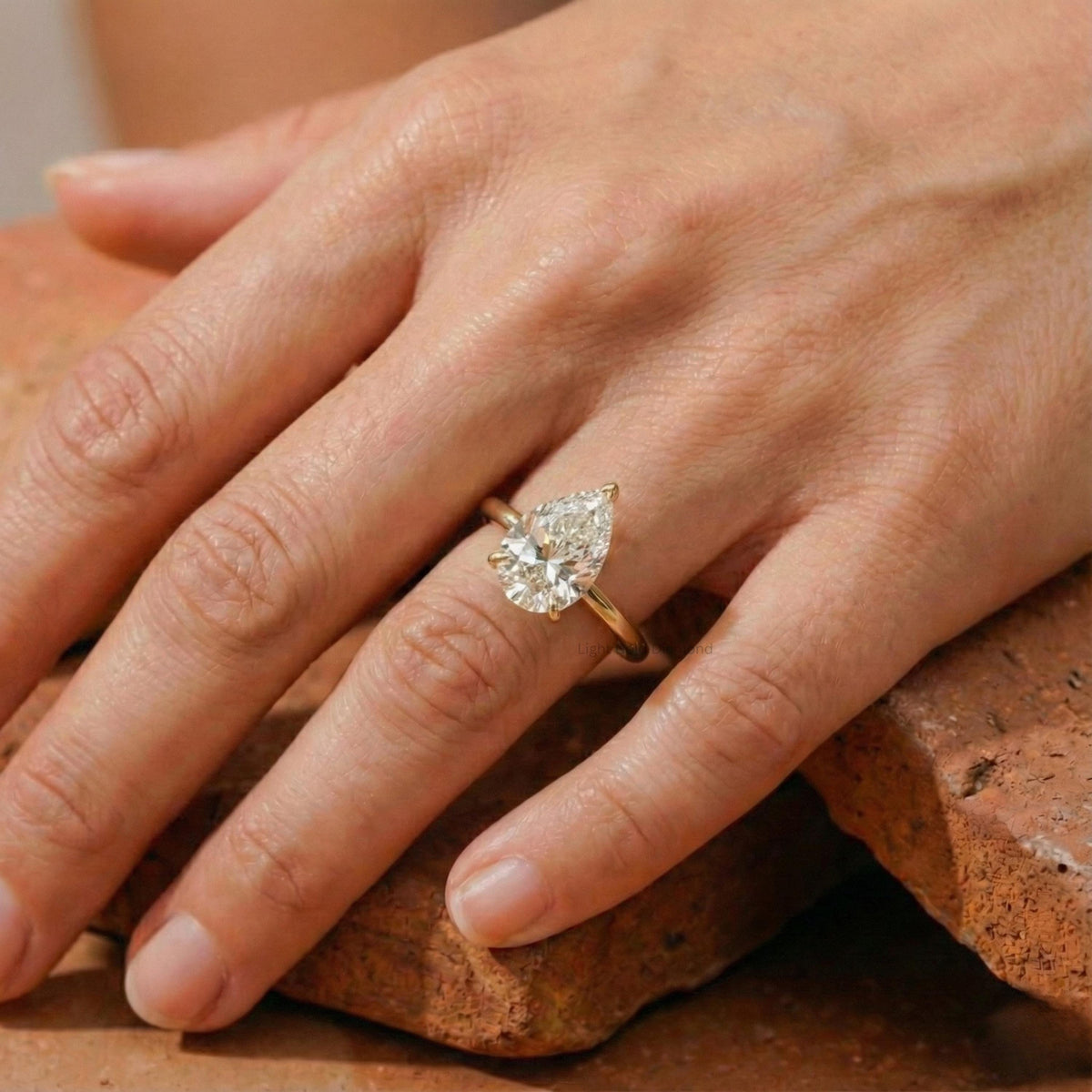 2 Carat Lab Grown Pear Diamond Engagement Ring