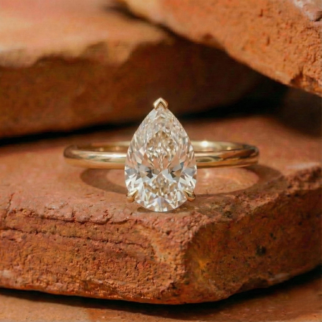 2 Carat Lab Grown Pear Diamond Engagement Ring
