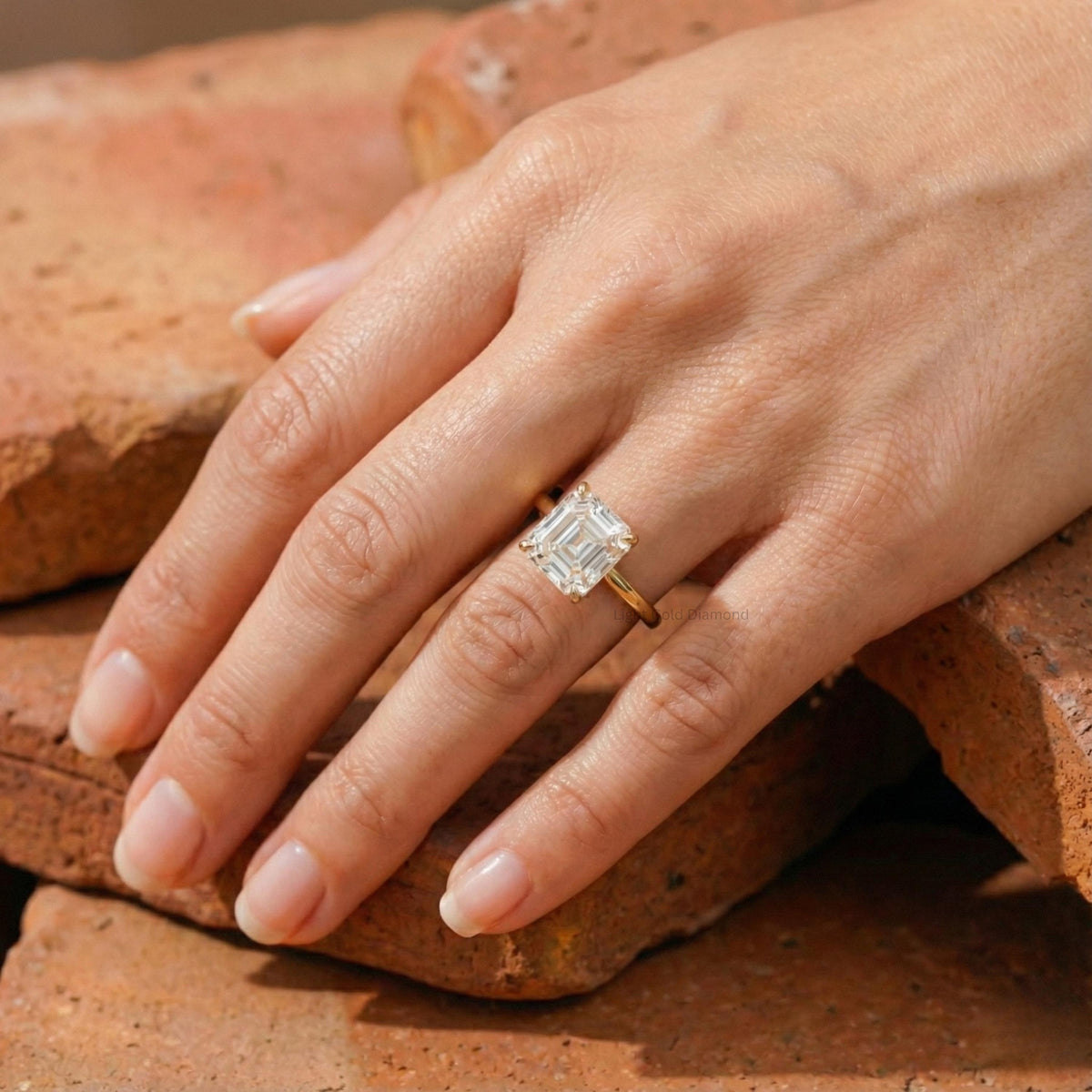 Asscher Diamond Solitaire Engagement Ring