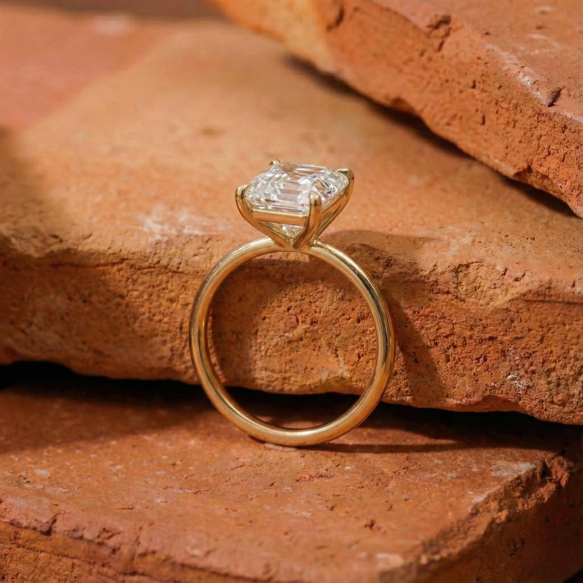 Asscher Diamond Solitaire Engagement Ring