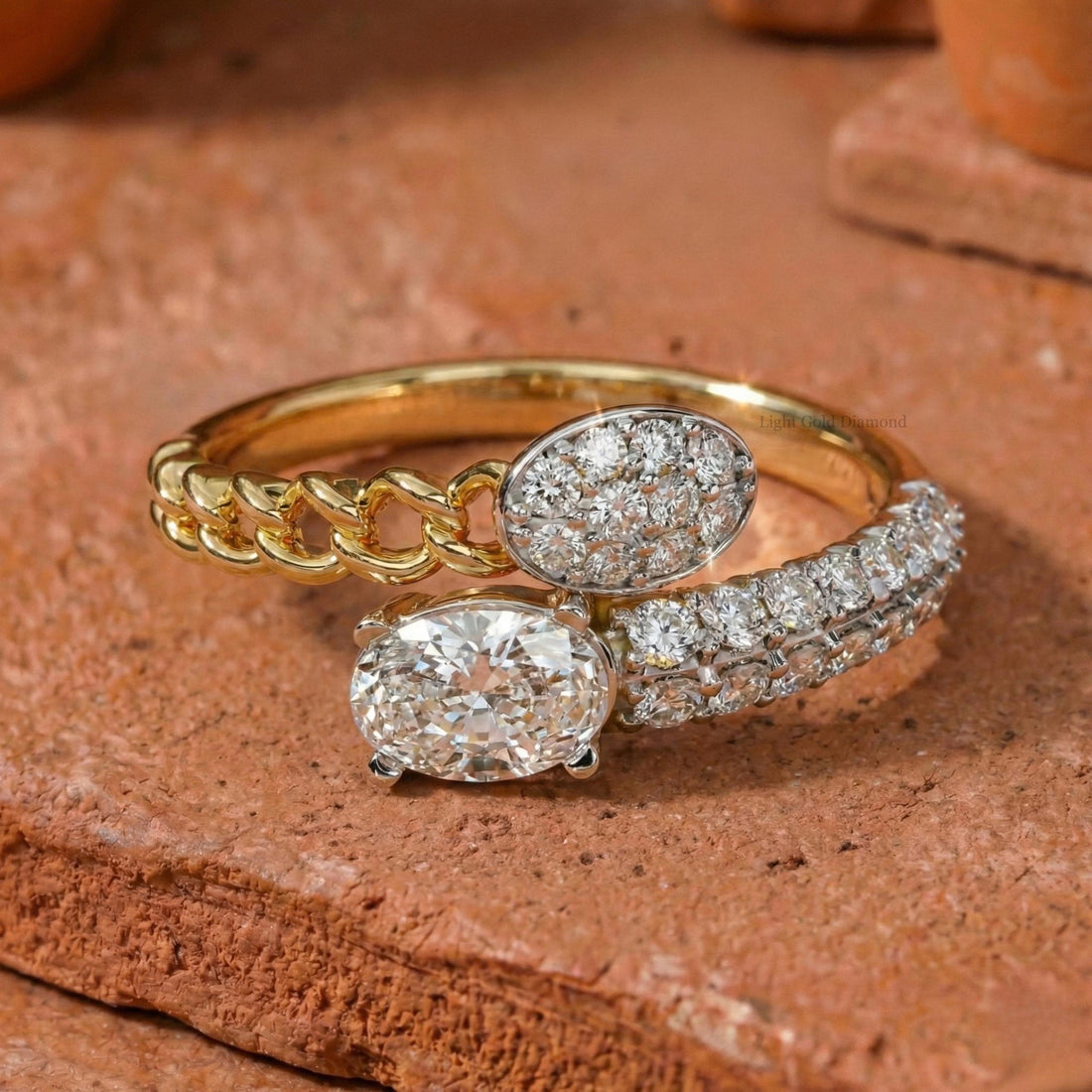 Oval Cut Lab Grown Diamond Bypass Ring