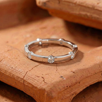 Round Cut Lab Grown Diamond Distance Band For Wedding Gift