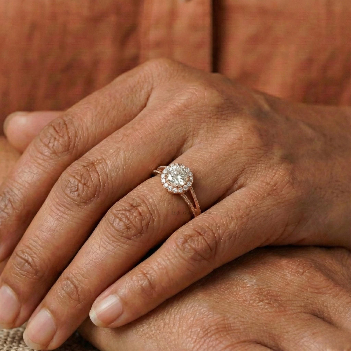 Round Lab Grown Diamond Floral Engagement Ring