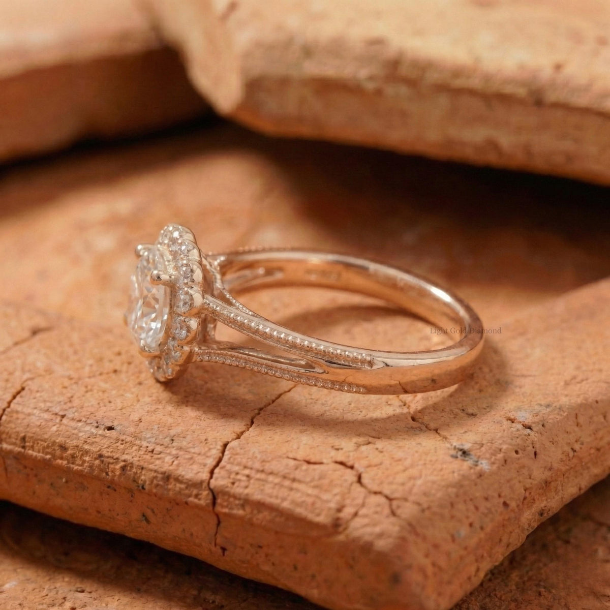 Round Lab Grown Diamond Floral Engagement Ring