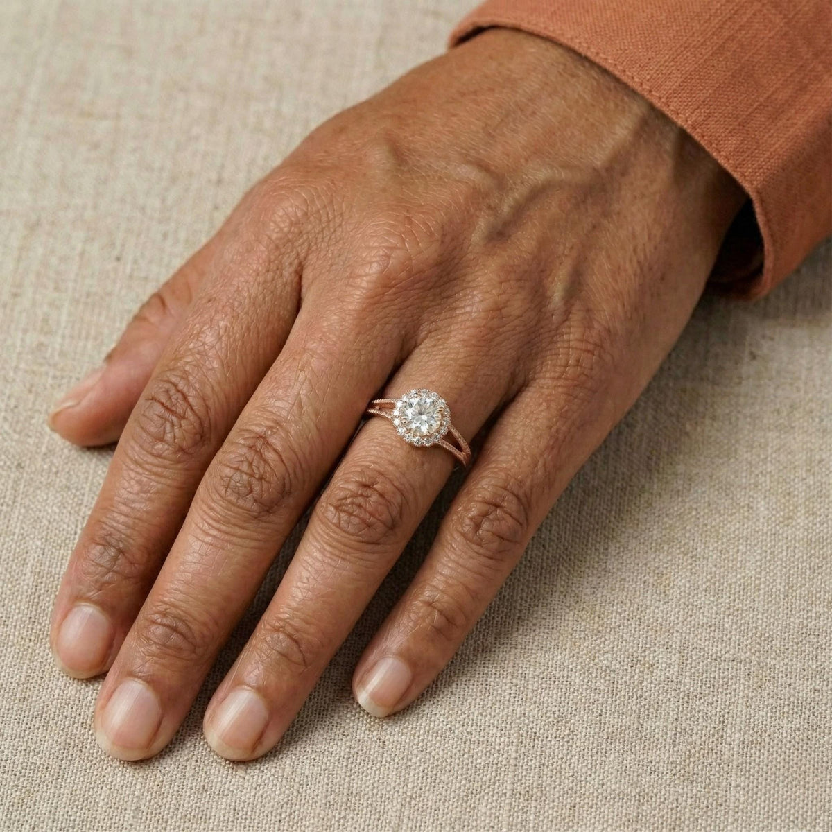 Round Lab Grown Diamond Floral Engagement Ring