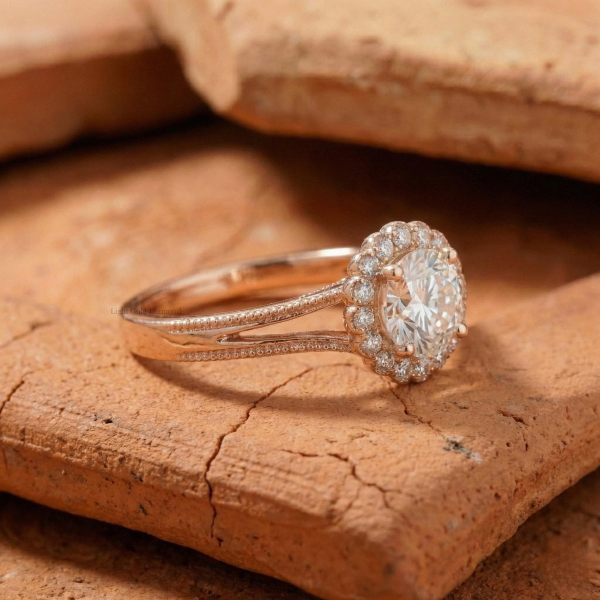 Round Lab Grown Diamond Floral Engagement Ring