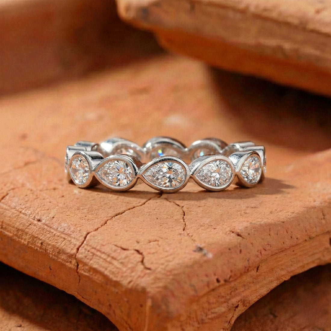 Lab Grown Pear Diamond Bezel Set Eternity Band
