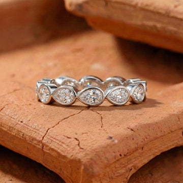 Lab Grown Pear Diamond Bezel Set Eternity Band