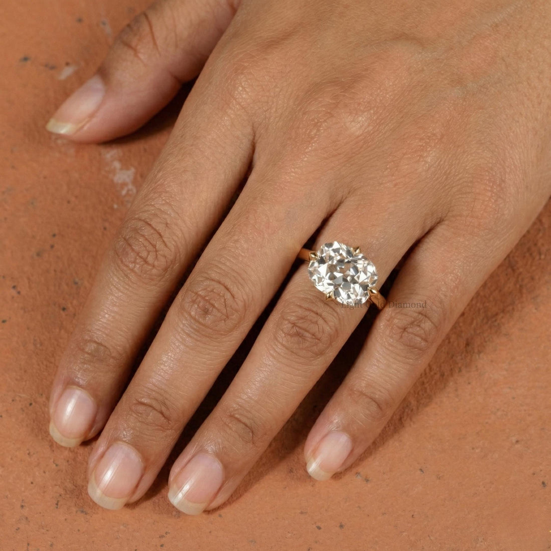 Old Mine Cushion Cut Lab Grown Diamond Solitaire Engagement Ring