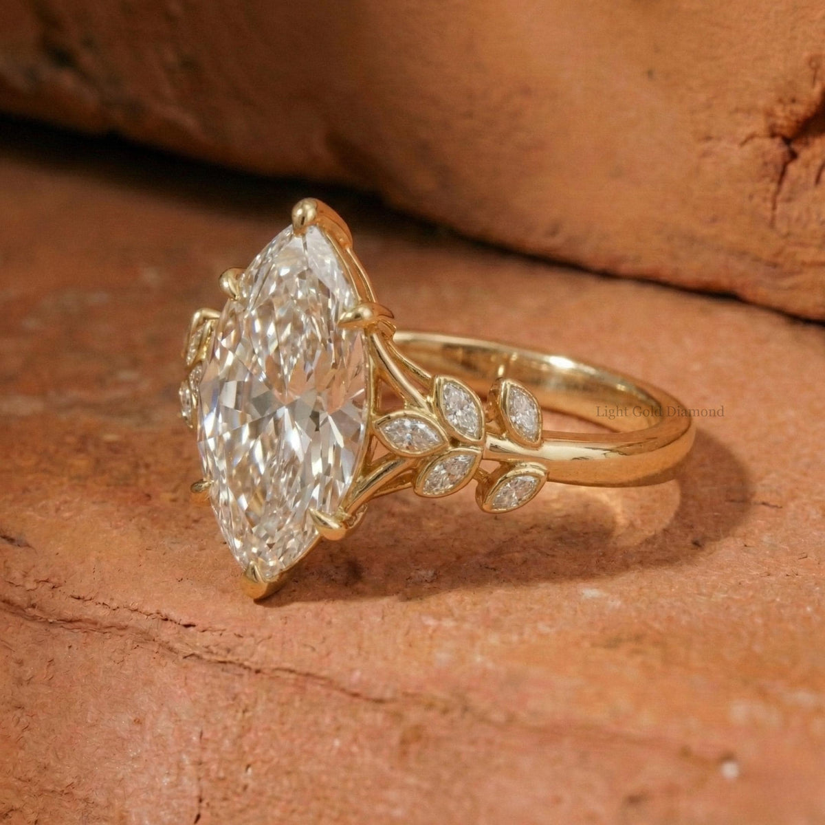 Marquise Cut Lab Grown Diamond Nature Inspired Engagement Ring