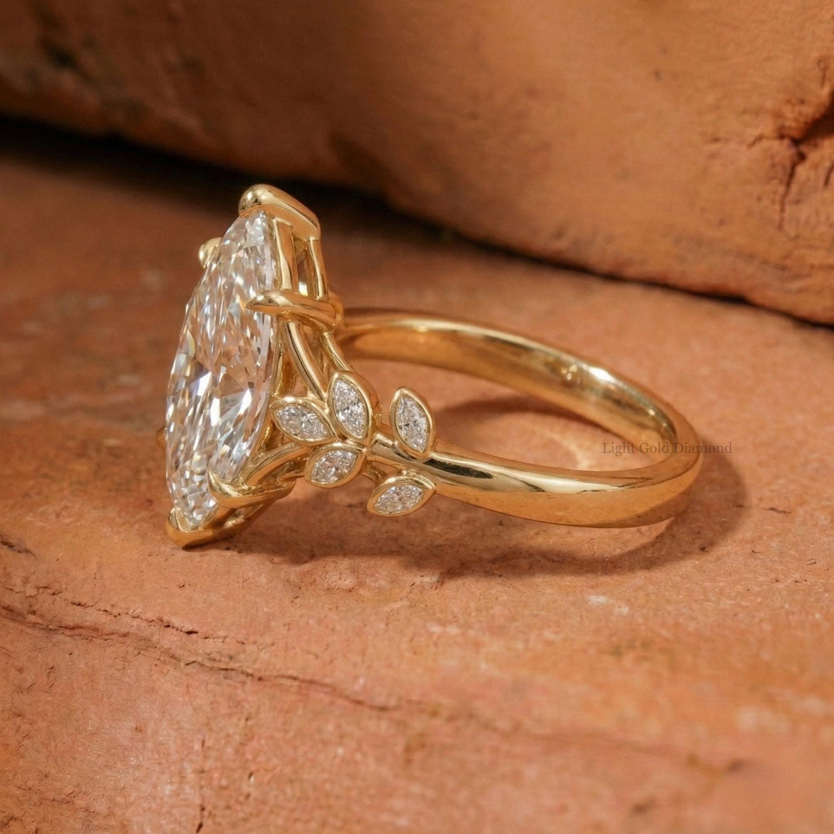 Marquise Cut Lab Grown Diamond Nature Inspired Engagement Ring
