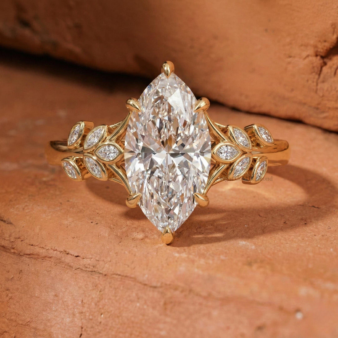 Marquise Cut Lab Grown Diamond Nature Inspired Engagement Ring