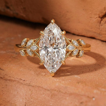 Marquise Cut Lab Grown Diamond Nature Inspired Engagement Ring