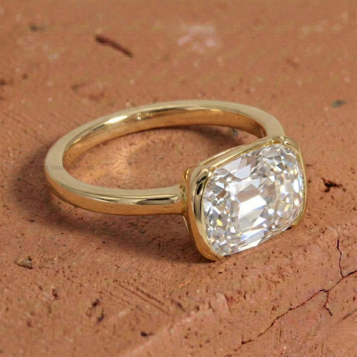 Old Mine Cushion Cut Lab Grown Diamond Engagement Ring