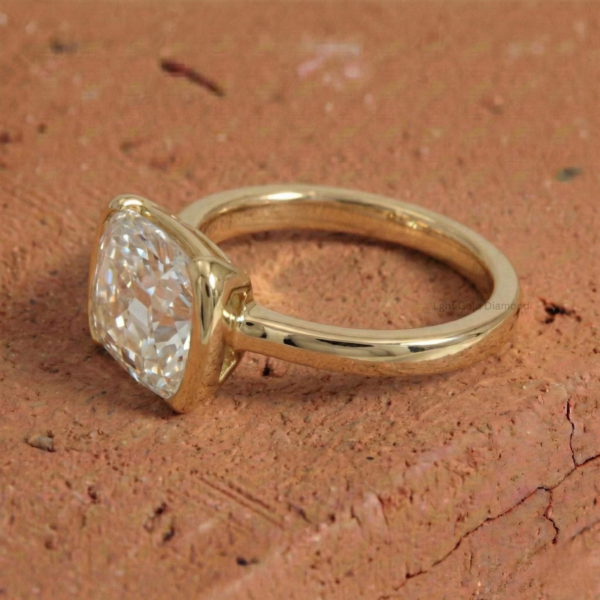 Old Mine Cushion Cut Lab Grown Diamond Engagement Ring