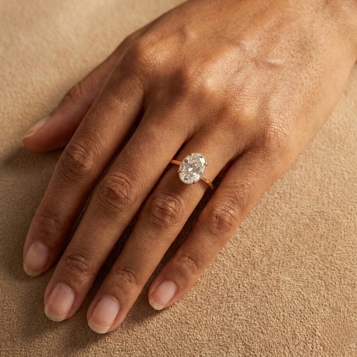 Old Mine Oval Cut Lab Grown Diamond Solitaire Engagement Ring