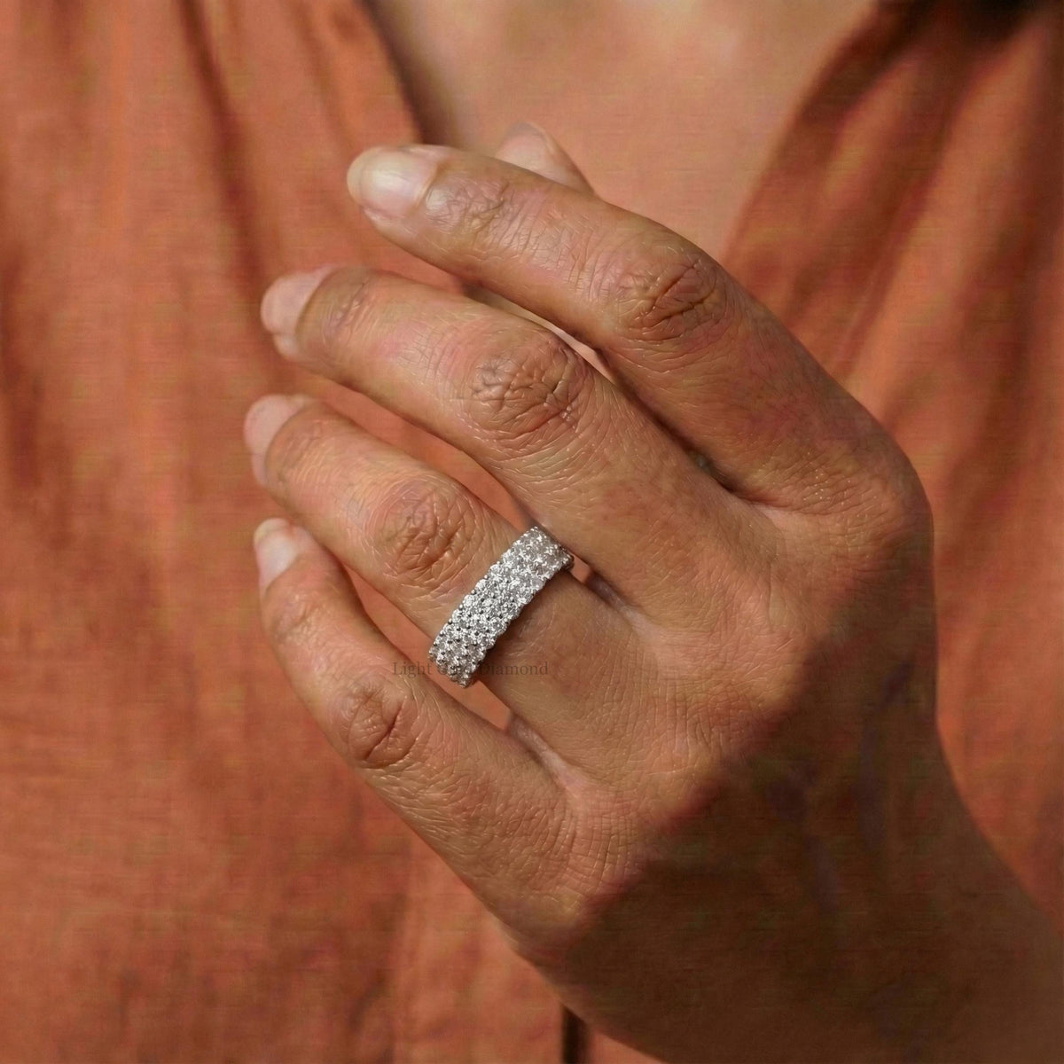 Round Lab-Grown Diamond Pave-Set Eternity Wedding Band