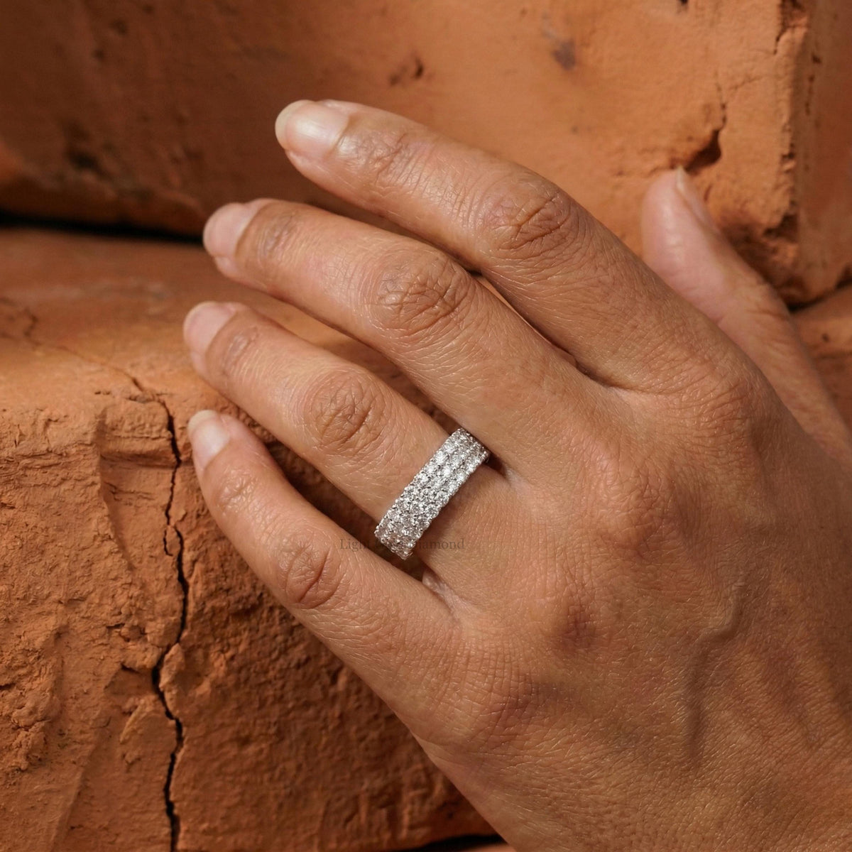 Round Lab-Grown Diamond Pave-Set Eternity Wedding Band