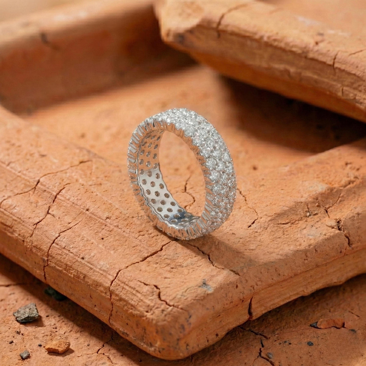 Round Lab-Grown Diamond Pave-Set Eternity Wedding Band