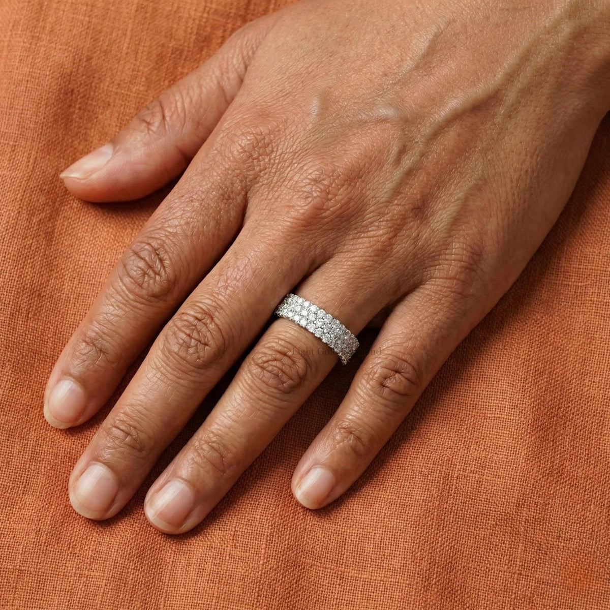 Round Lab-Grown Diamond Pave-Set Eternity Wedding Band