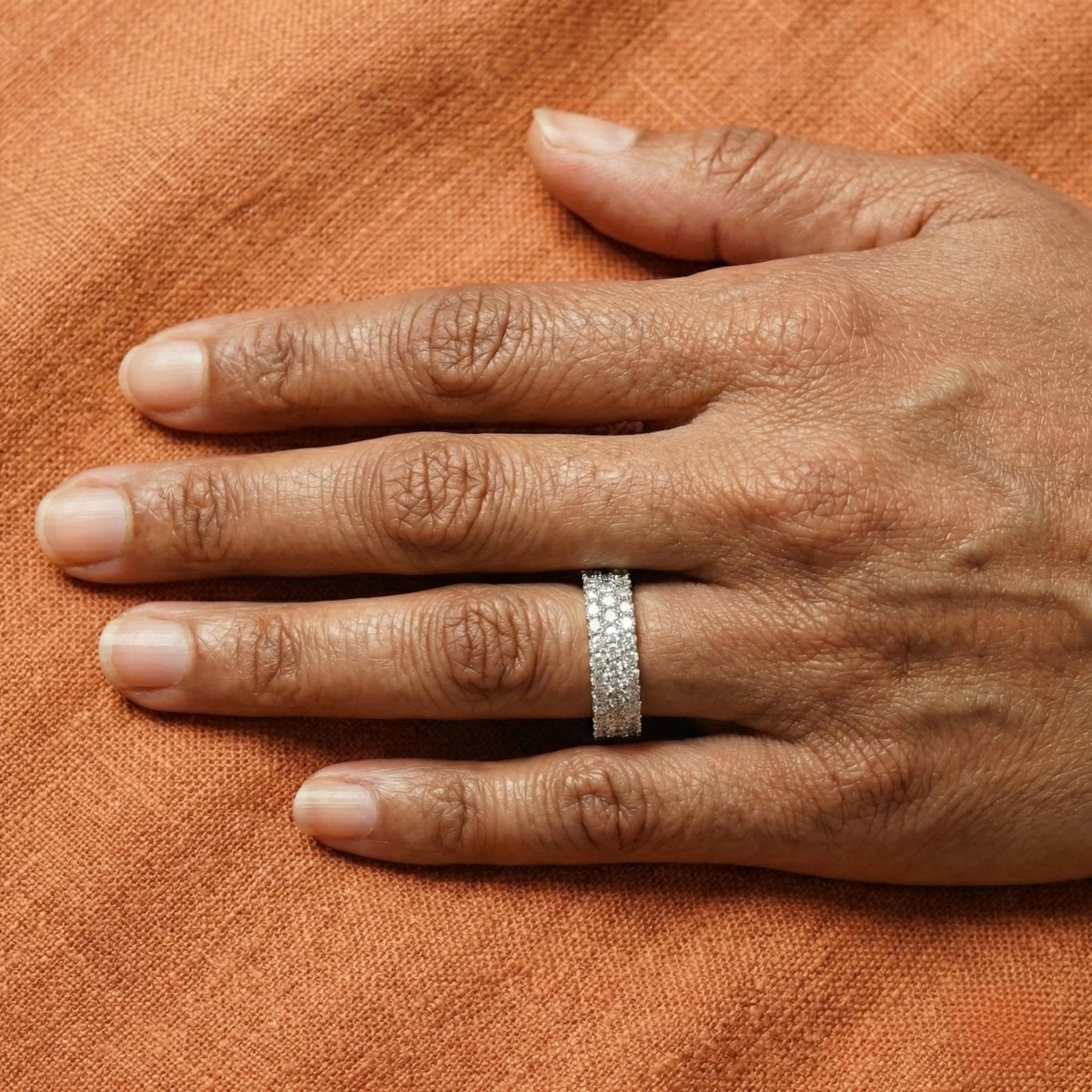 Round Lab-Grown Diamond Pave-Set Eternity Wedding Band