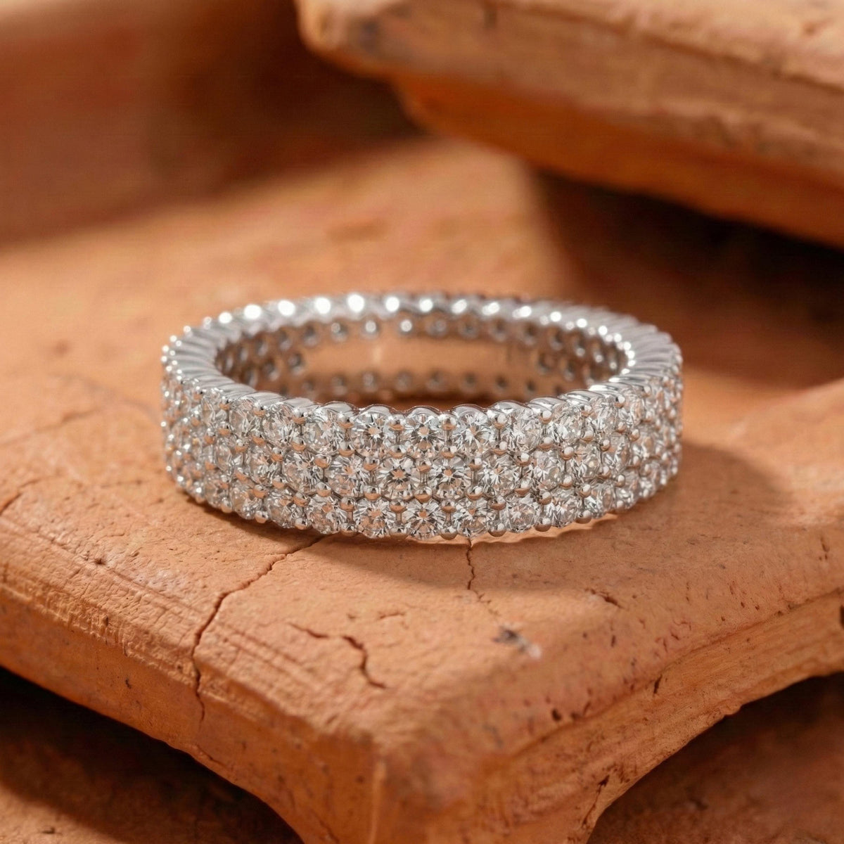 Round Lab-Grown Diamond Pave-Set Eternity Wedding Band