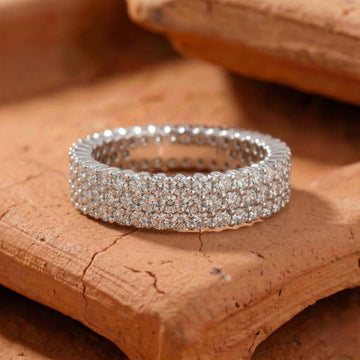 Round Lab-Grown Diamond Pave-Set Eternity Wedding Band
