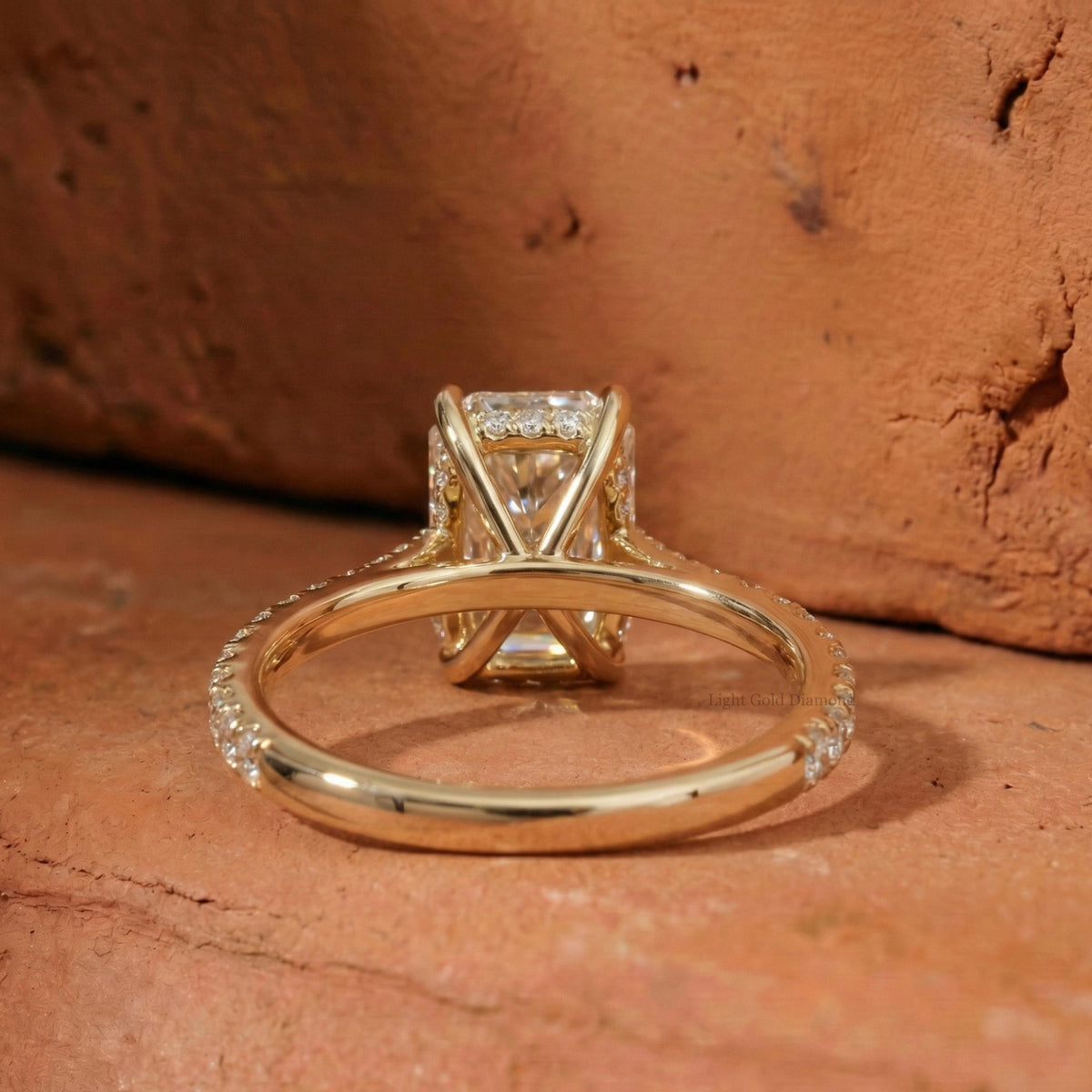 Radiant Cut Lab Grown Diamond Hidden Halo Engagement Ring