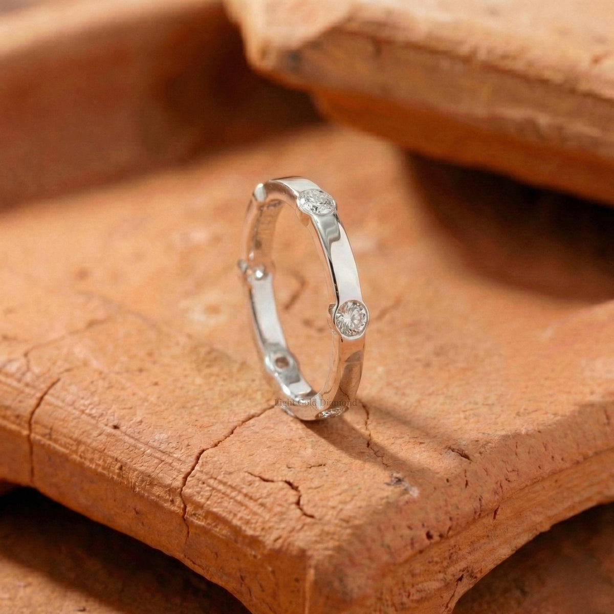 Round Cut Lab Grown Diamond Distance Band For Wedding Gift