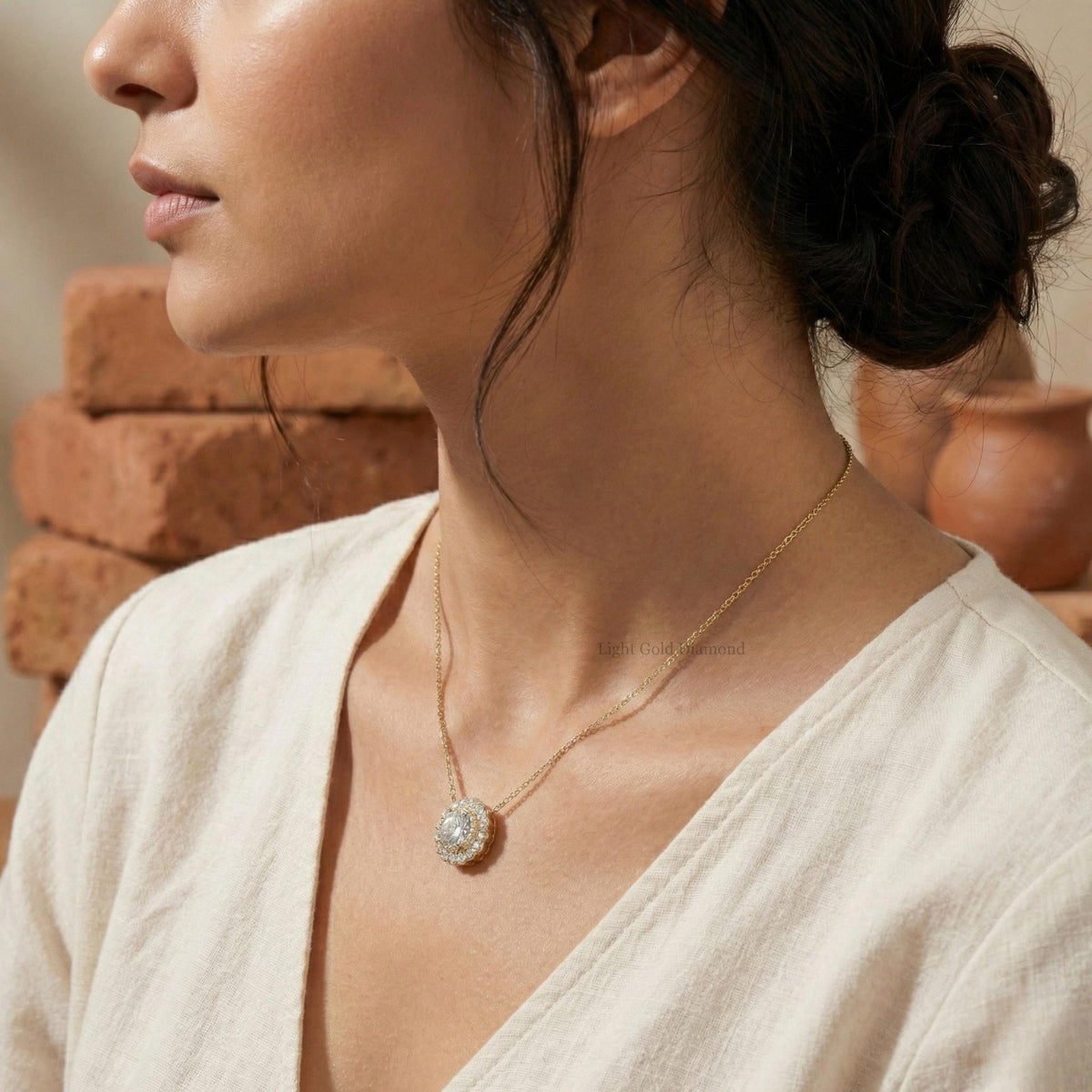 Round Lab Grown Diamond Floral Necklace