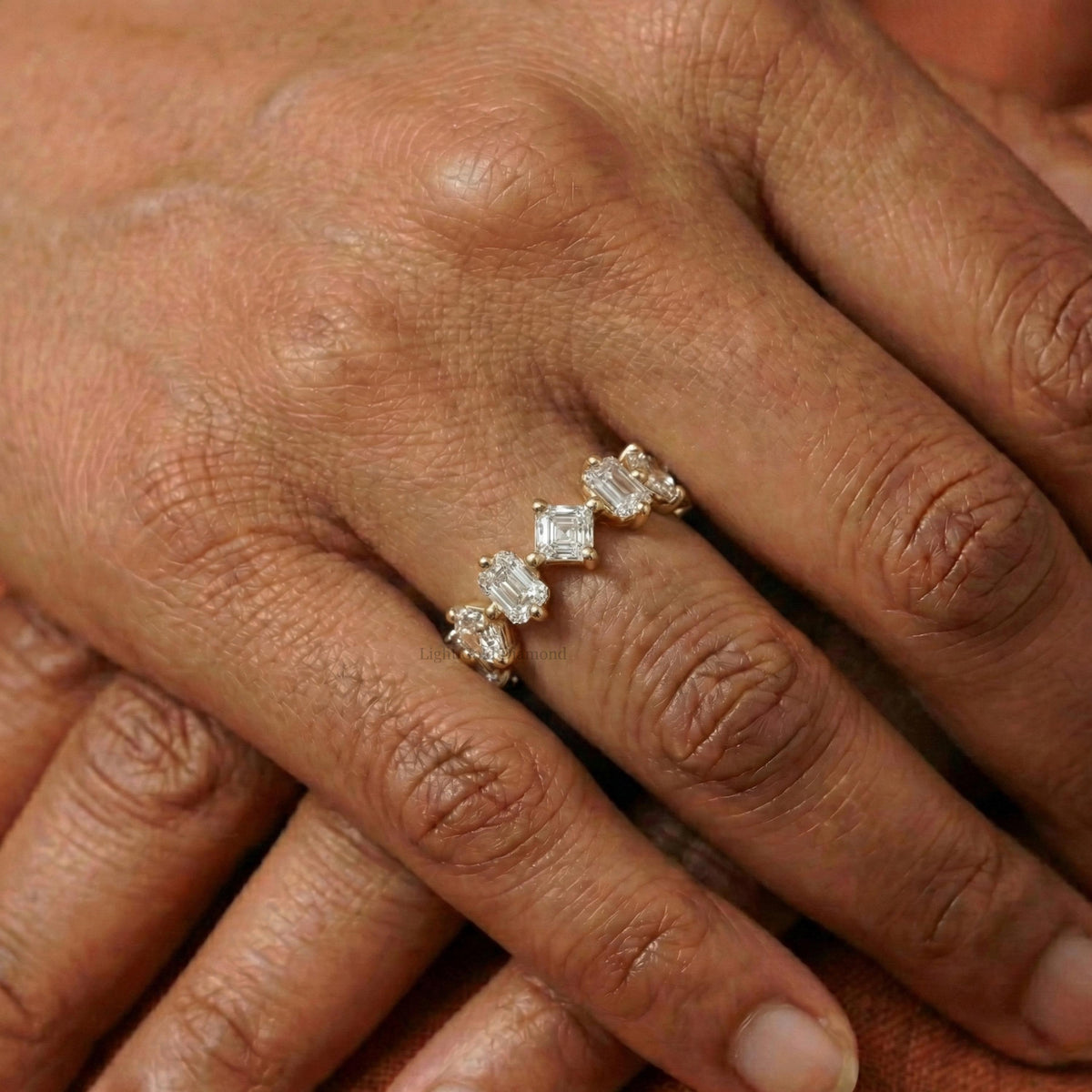 Asscher & Emerald Cut Lab-Grown Diamond Band