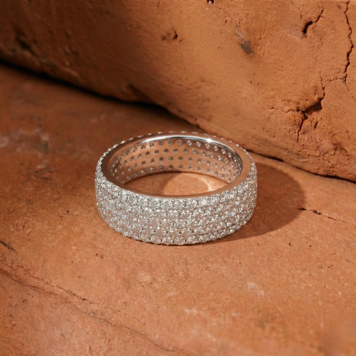 Round Cut Lab Grown Diamond Pave Set Wedding Band