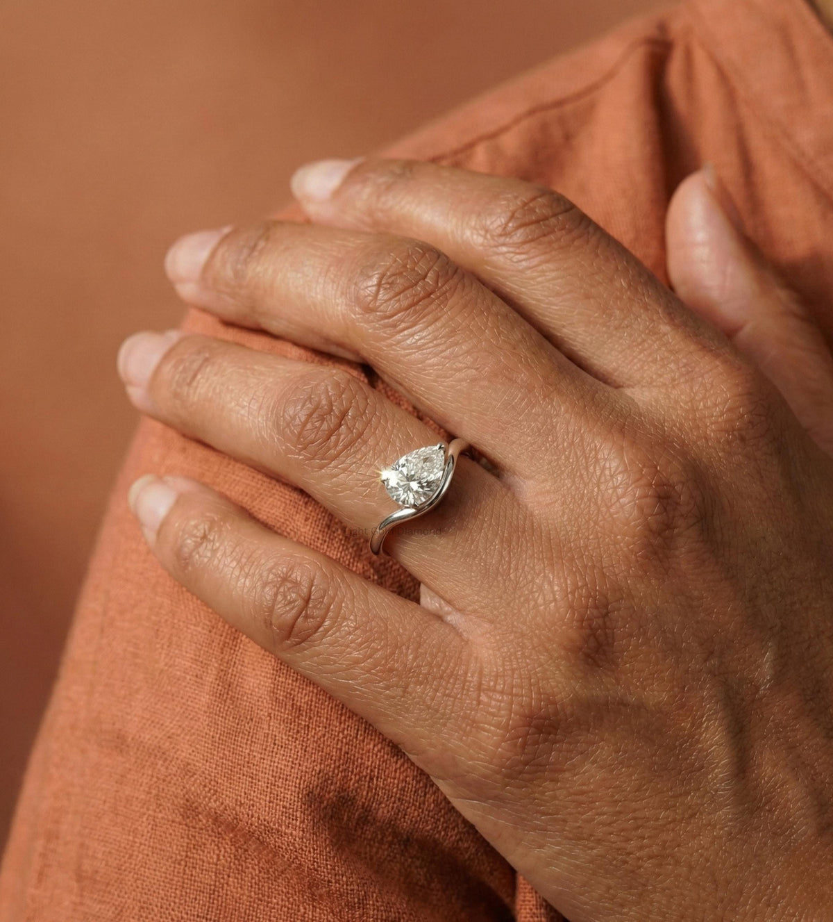 Pear Cut Lab Grown Diamond Engagement Ring