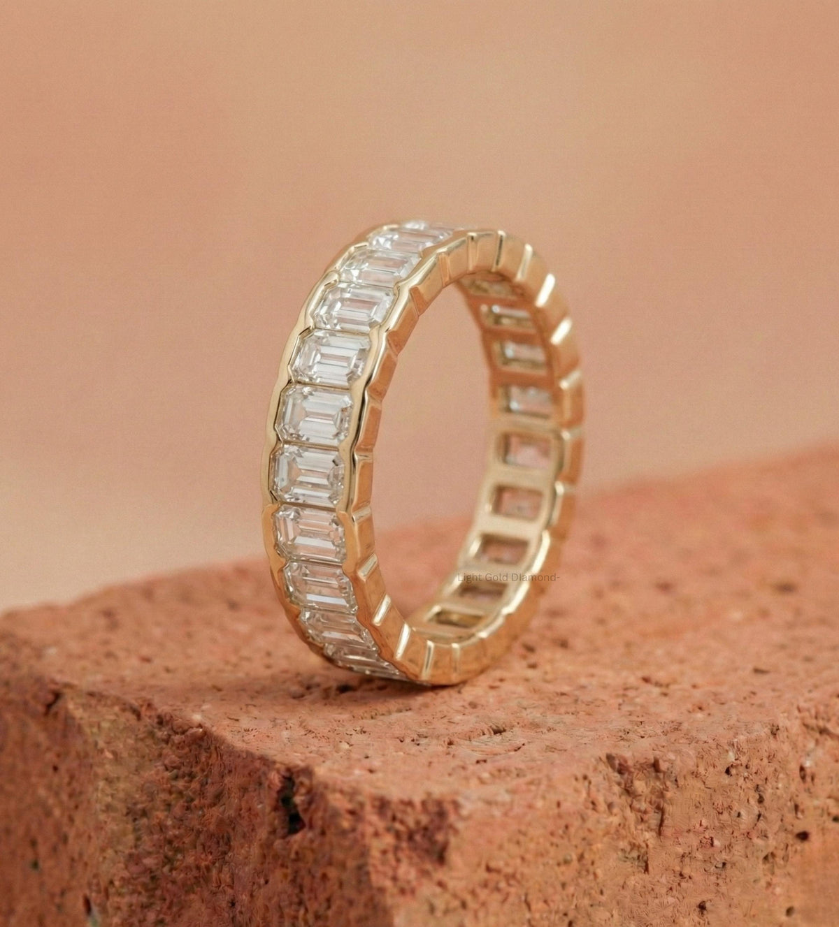 Emerald Cut Lab Grown Diamond Bezel Set Band