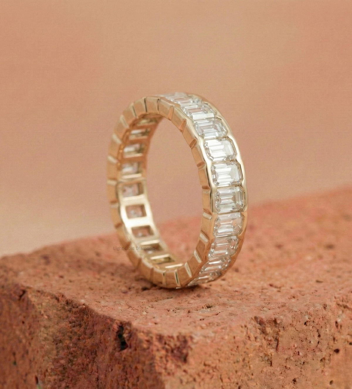 Emerald Cut Lab Grown Diamond Bezel Set Band