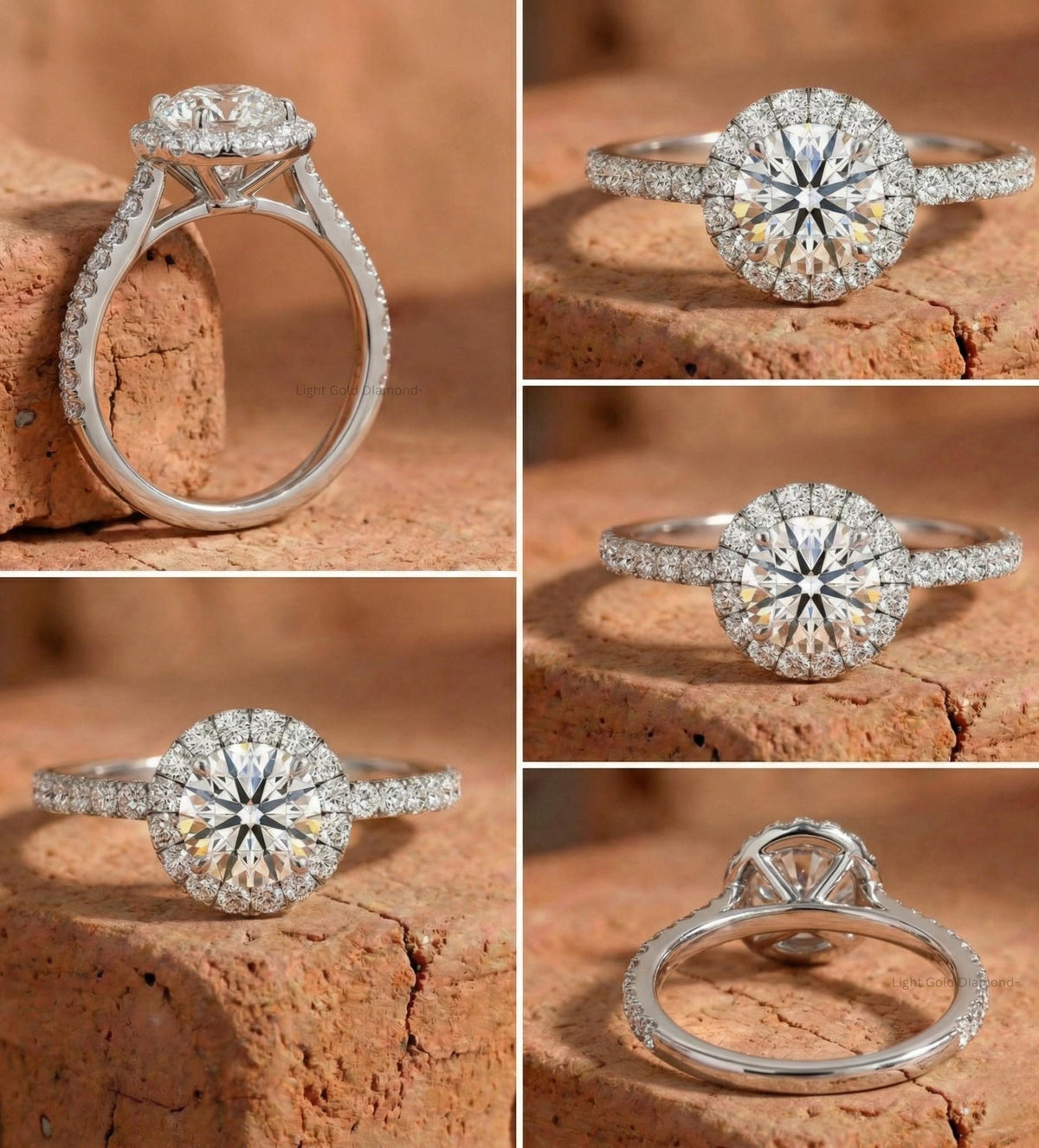 Lab Grown Round Diamond Halo Engagement Ring