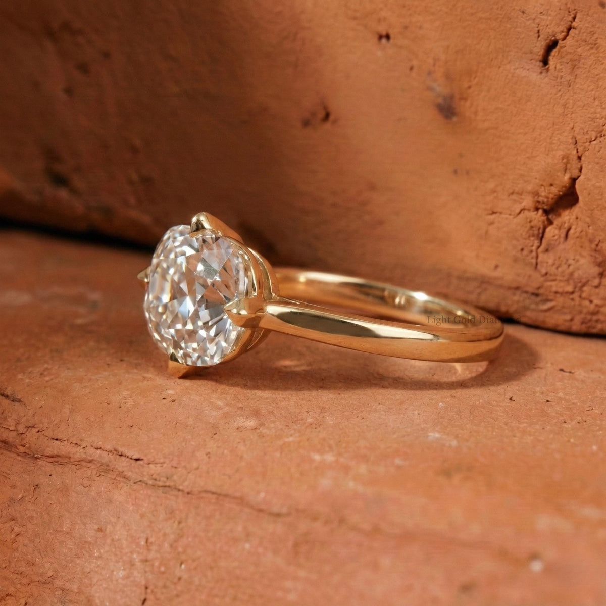 Old Mine Cushion Cut Lab Grown Diamond Solitaire Engagement Ring